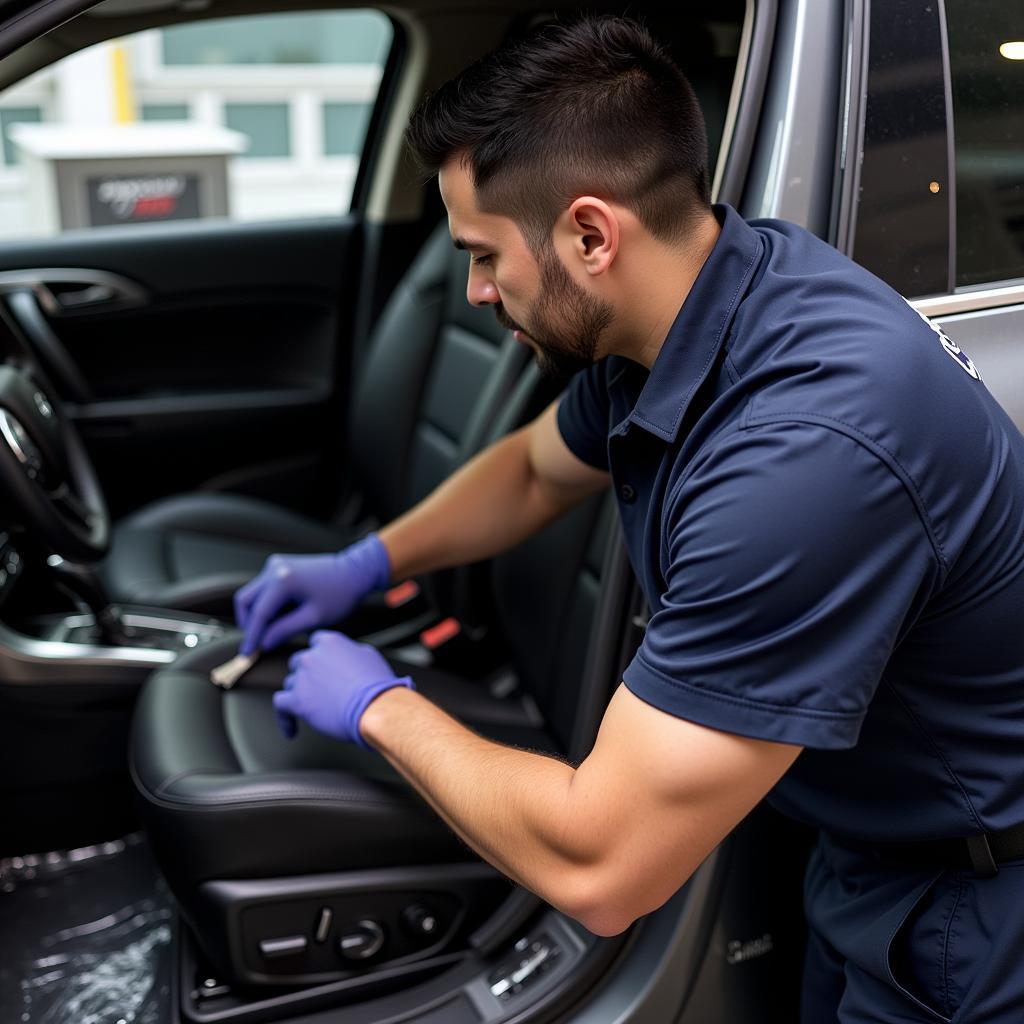 Best Car Detailing NYC Services: A professional detailer meticulously cleaning the interior of a car.