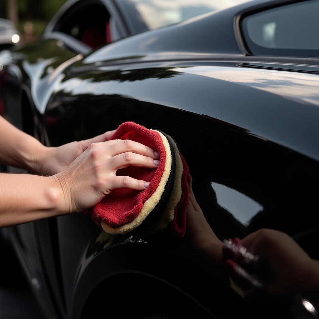 Carnauba Wax Application on a Black Car