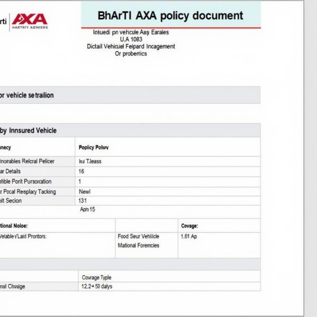 Bharti AXA Car Policy Document Example