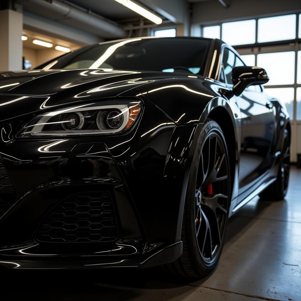 Showroom Shine: A Black Car with Perfect Wax Finish