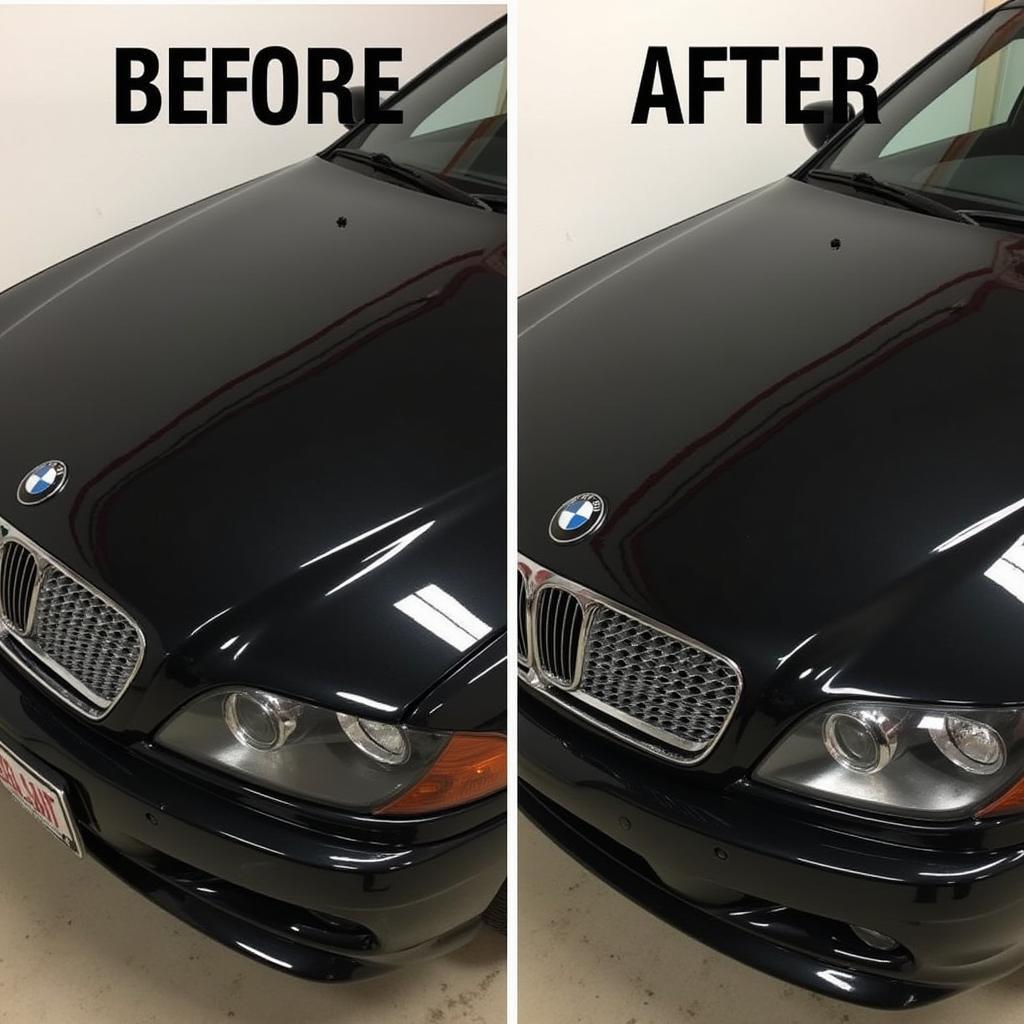 A black ceramic coated car with a showroom shine after applying detailer spray