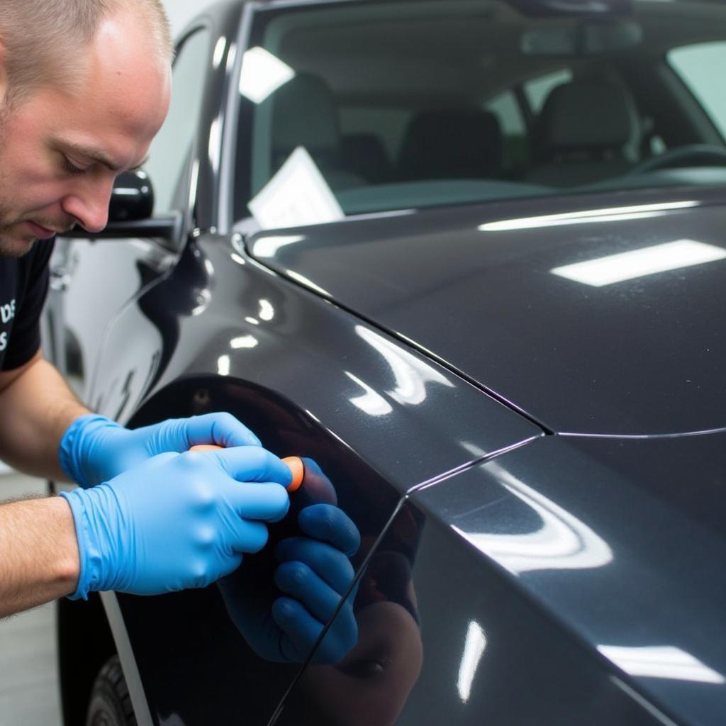 Blue Team Car Detailing Process in Action