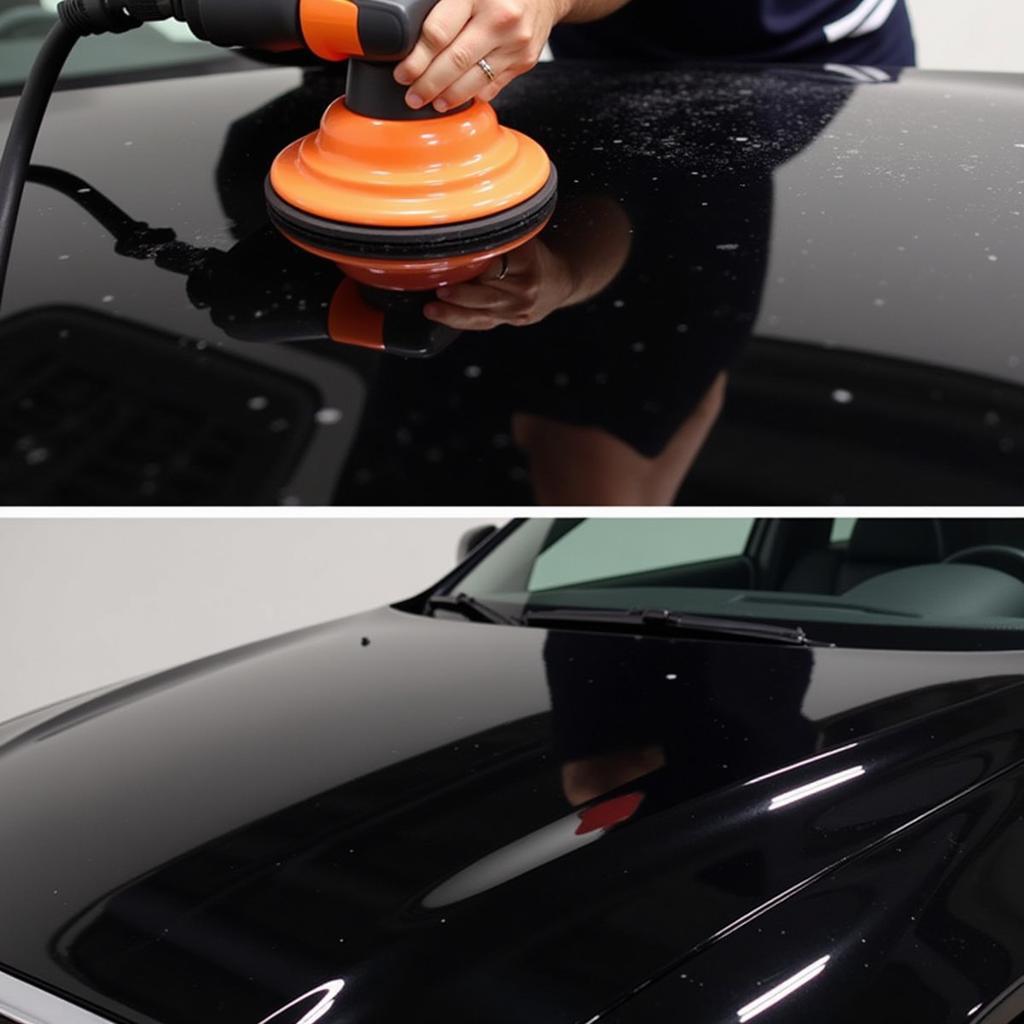 Paint correction process at a Boston detailing shop