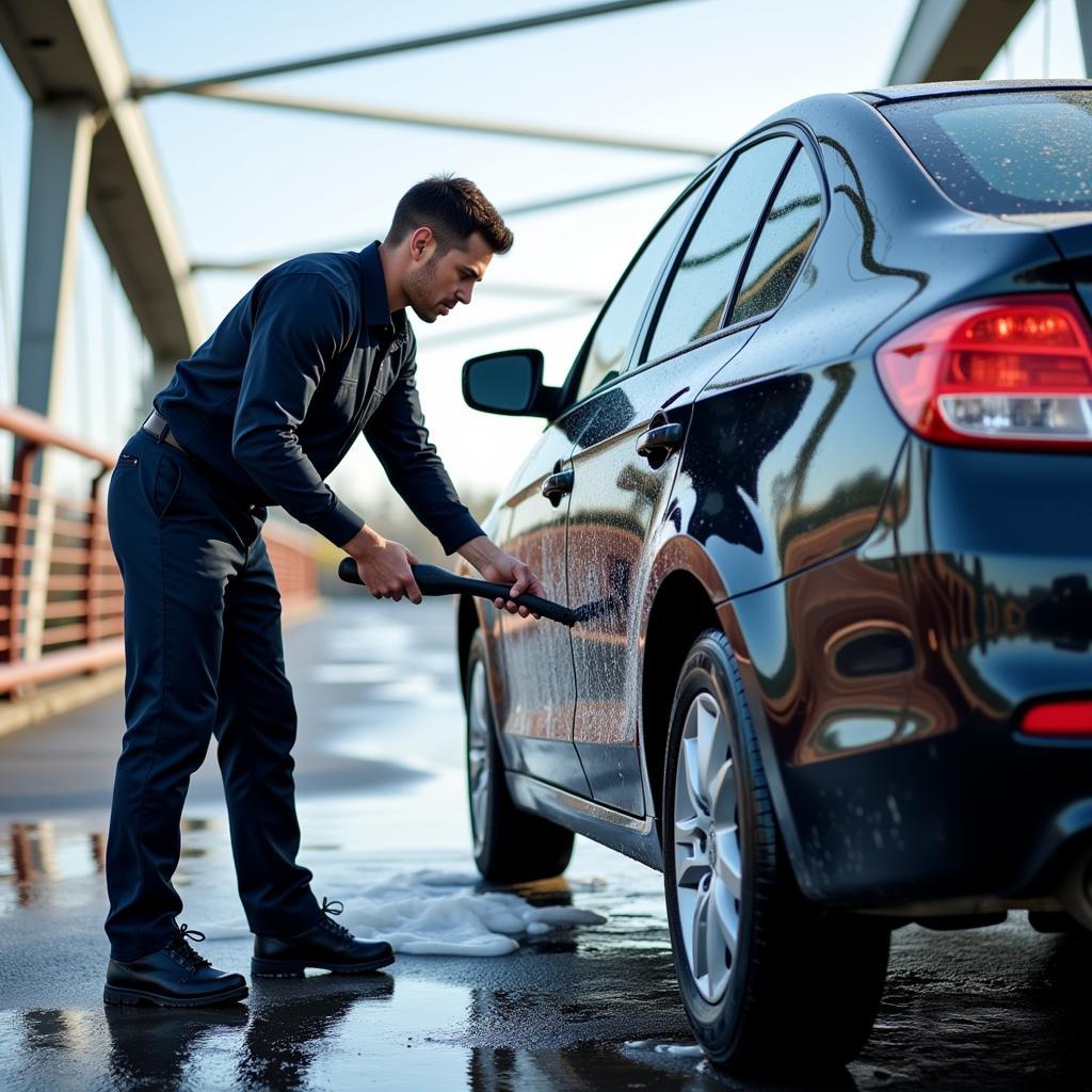 Bridge Hand Car Wash Detailing Process in Action