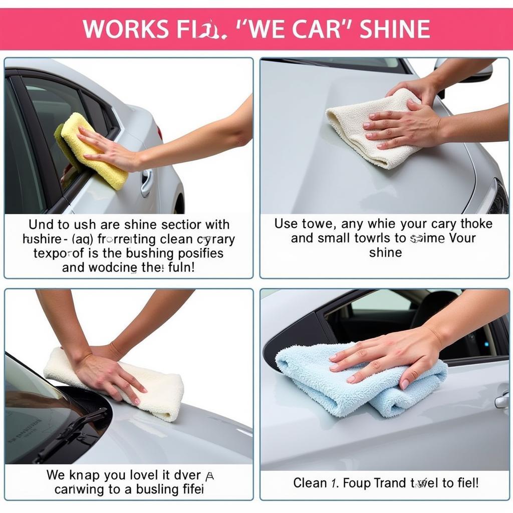 Buffing Car with Microfiber Towel after Detailer Spray Application