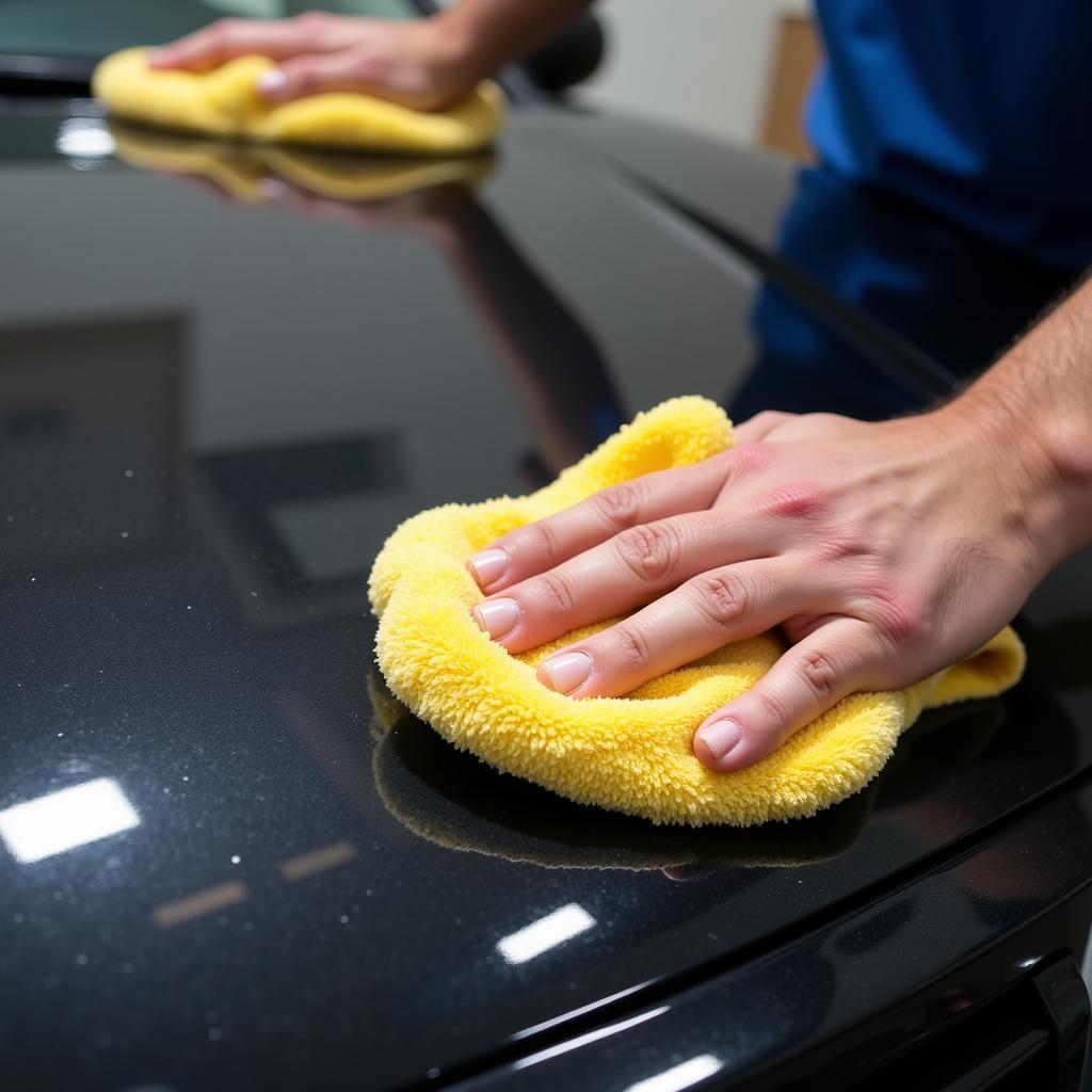 Buffing Carnauba Wax with Microfiber Towel