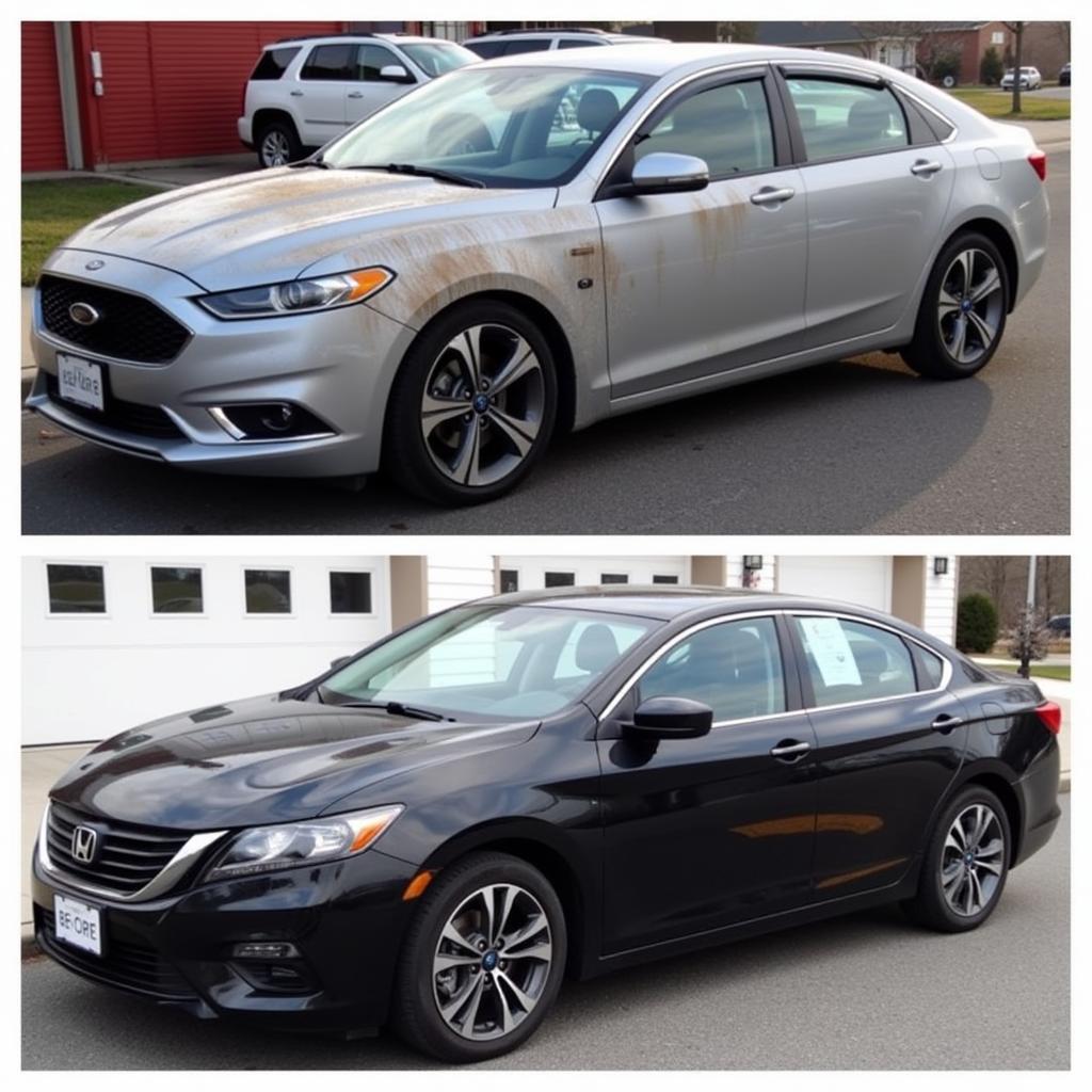 Before and after car detailing in Burlington