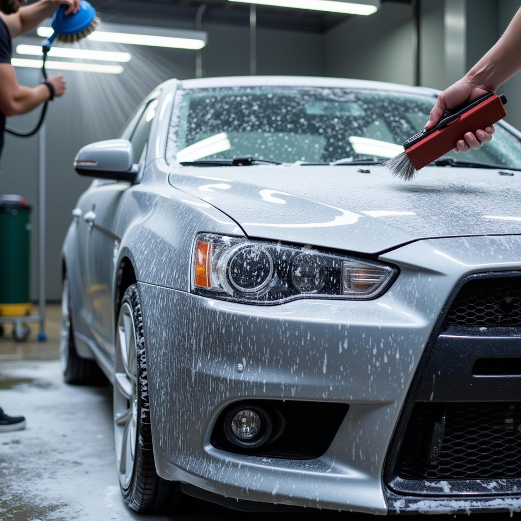 Exterior car detailing at a Burlington car wash