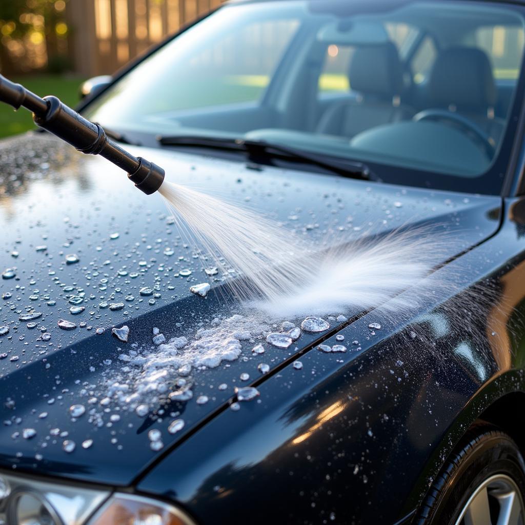 Rinsing a Car After Applying Iron Remover