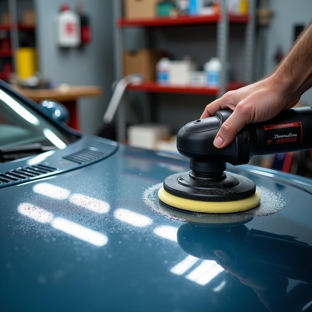 Car Buffing Process with Rotary Polisher