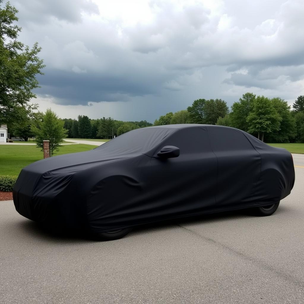 Car cover protecting a detailed car