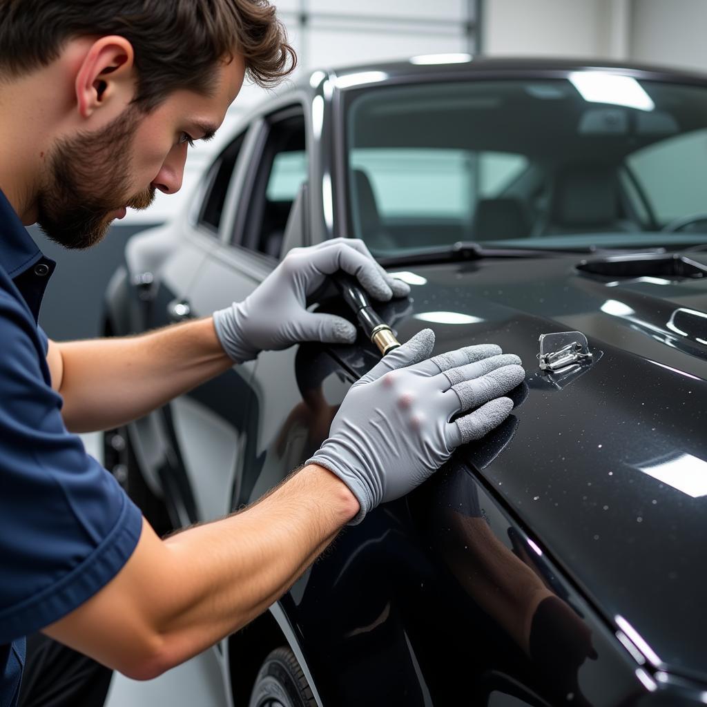 Car Detailer Applying Ceramic Coating