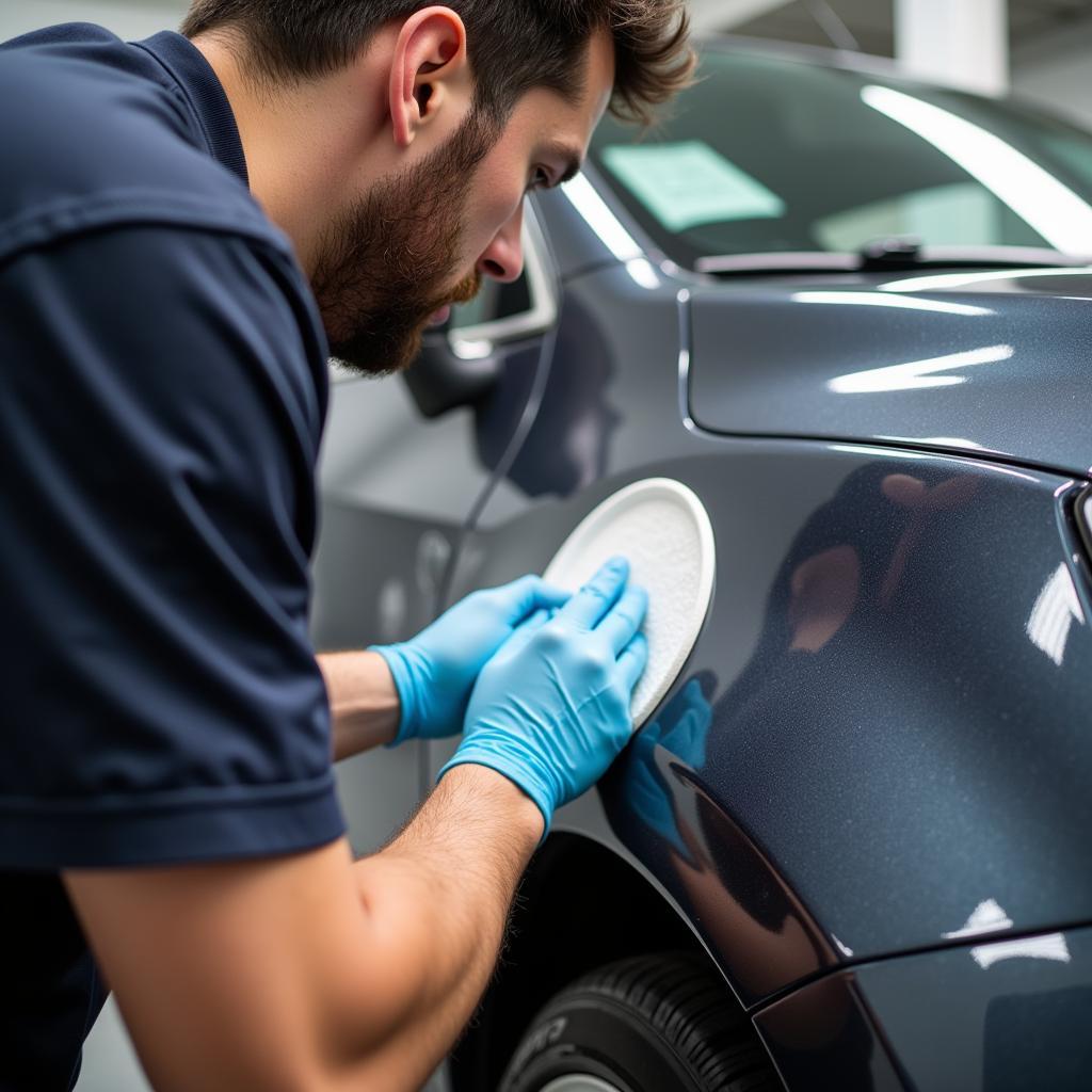 Car Detailer Applying Ceramic Coating