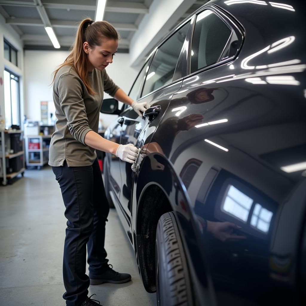 Car Detailer Applying Ceramic Coating