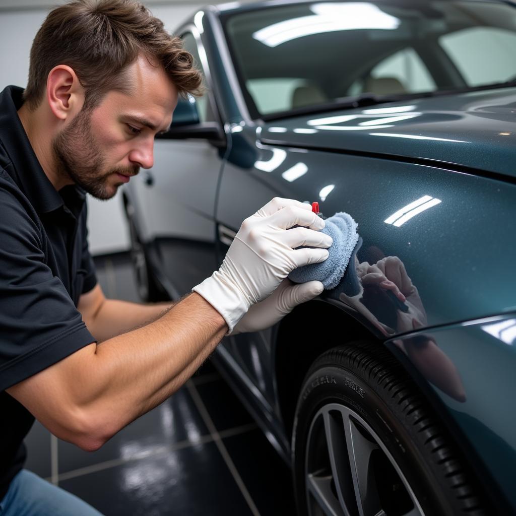 Car Detailer Applying Ceramic Coating