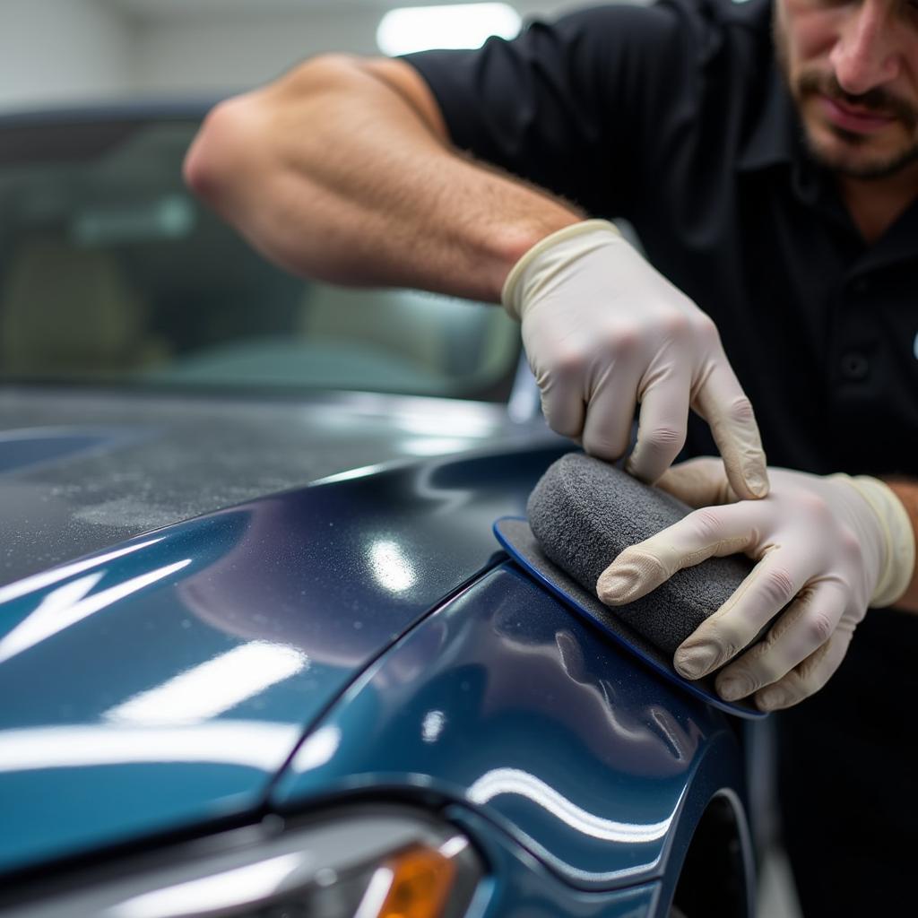 Car Detailer Applying Ceramic Coating