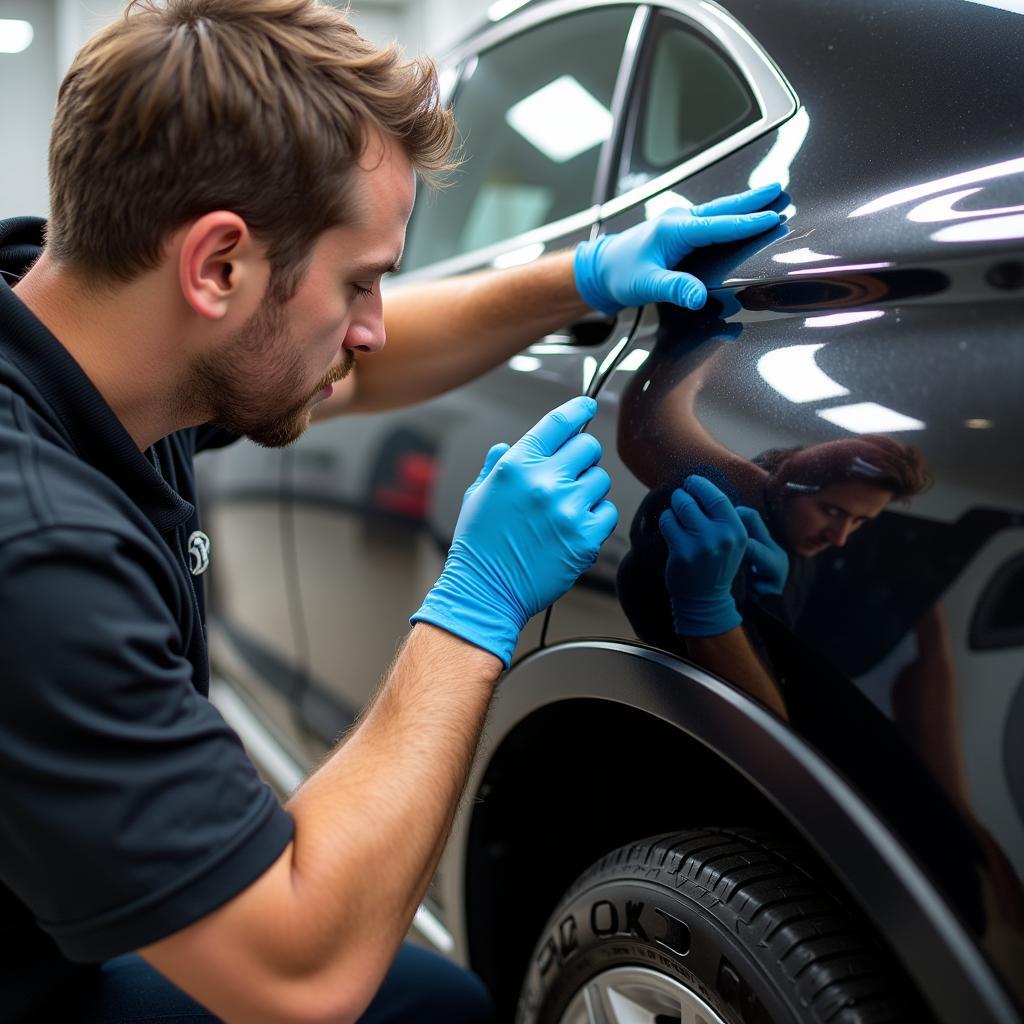 Car Detailer Applying Ceramic Coating