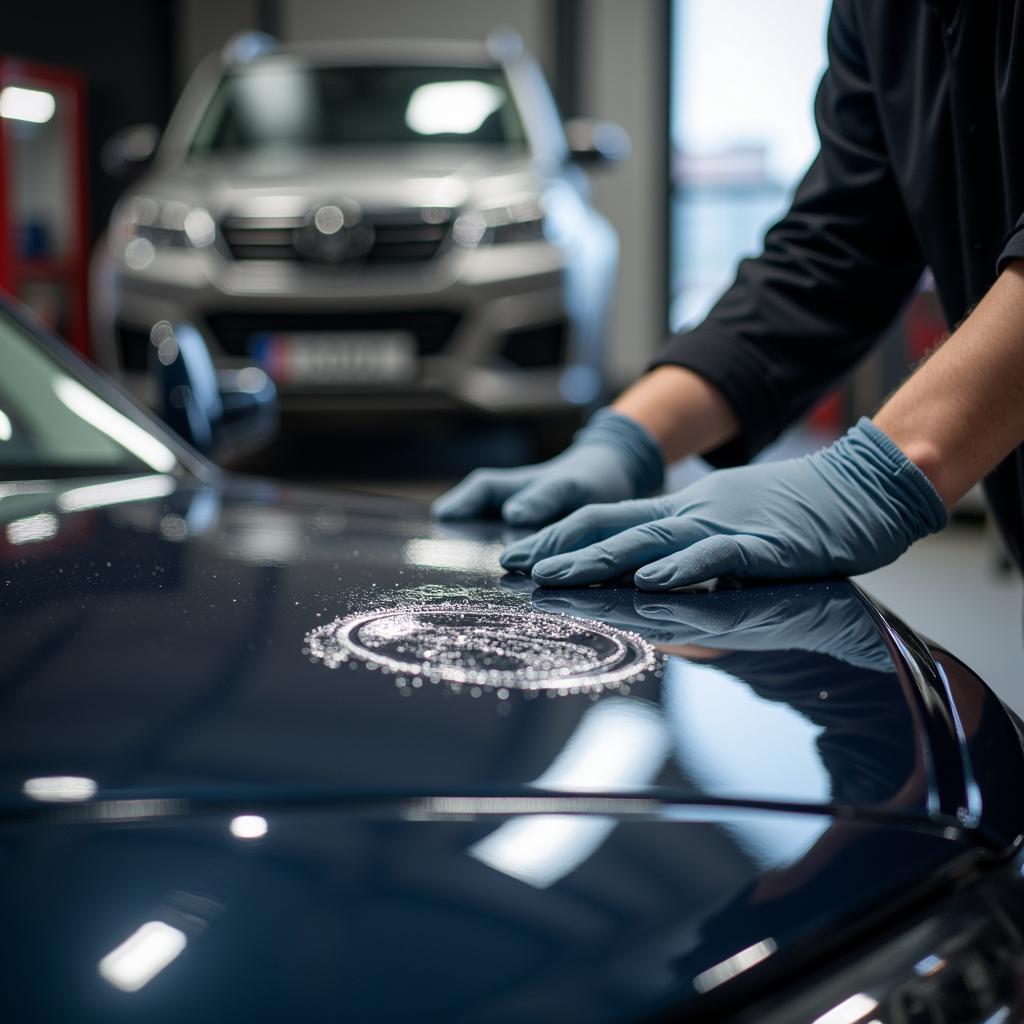 Car Detailer Applying Ceramic Coating