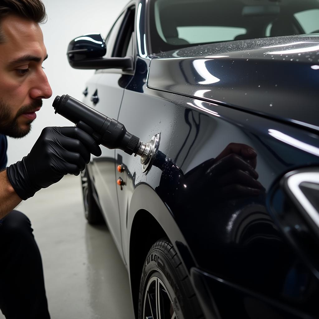 Car Detailer Applying Ceramic Coating