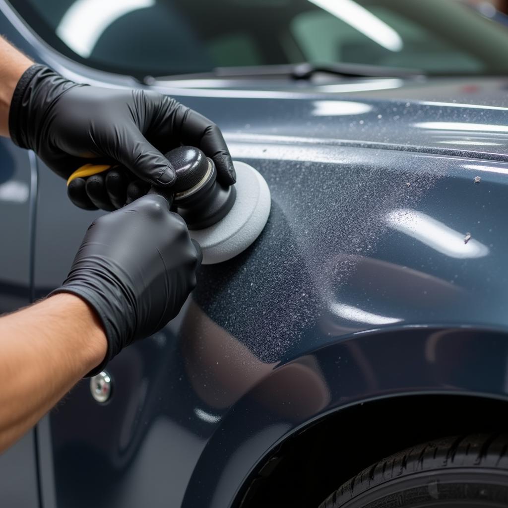 Car Detailer Applying Ceramic Coating