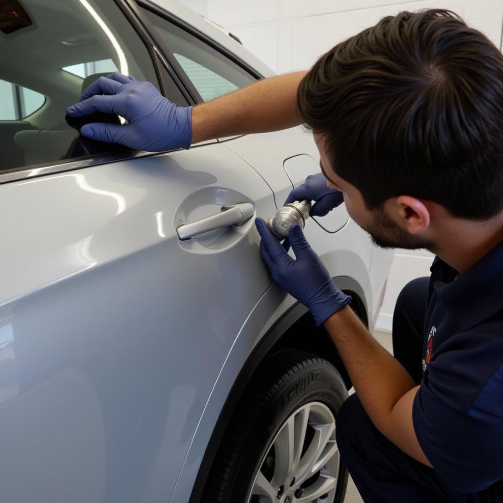 Car Detailer Applying Ceramic Coating