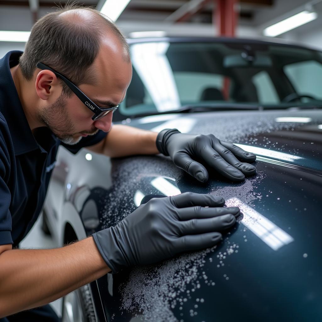 Car Detailer Applying Ceramic Coating