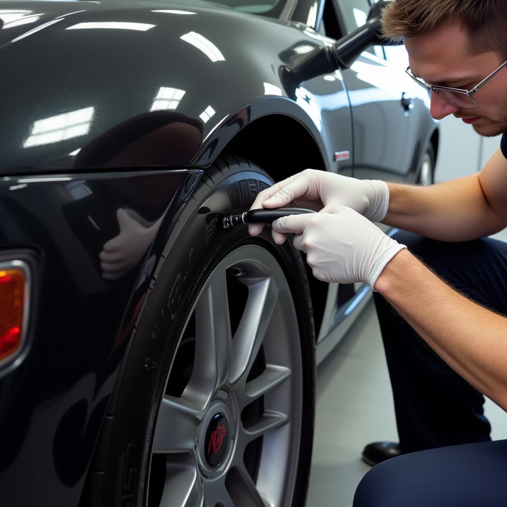 Car Detailer Applying Ceramic Coating