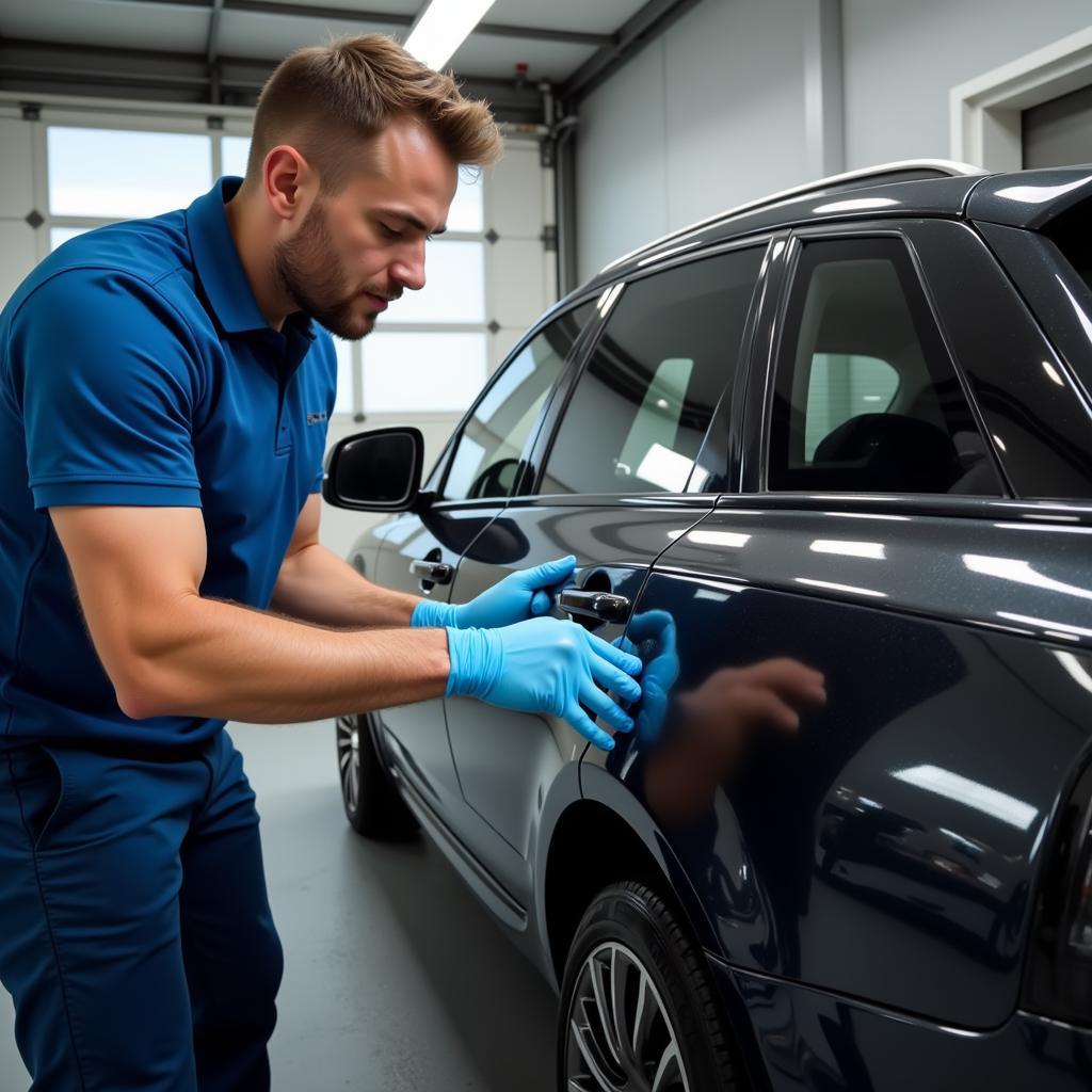 Car detailer applying a ceramic coating