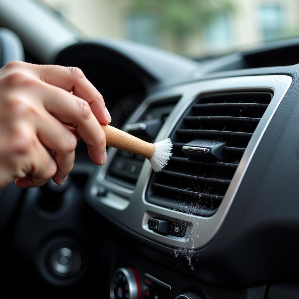 Car Detailer Cleaning Air Vents