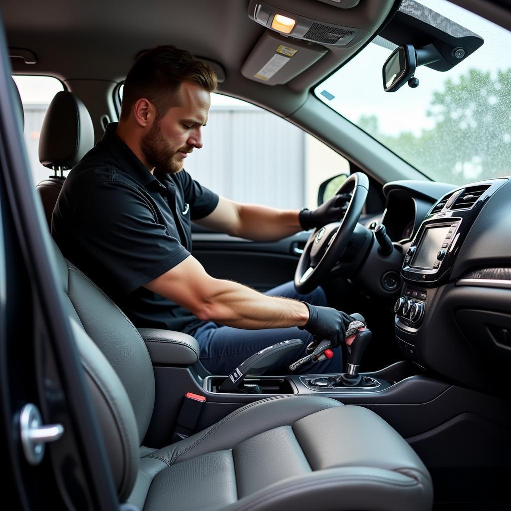 Car Detailer Cleaning Car Interior