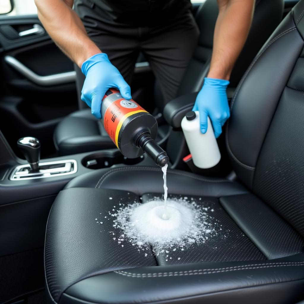 Car Detailer Cleaning Vomit