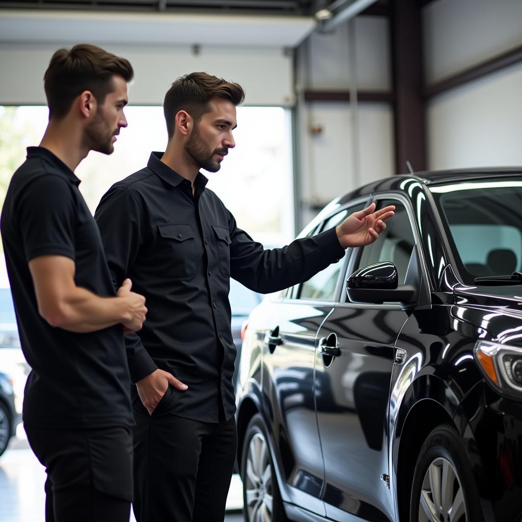 Car Detailer Discussing Services with a Client