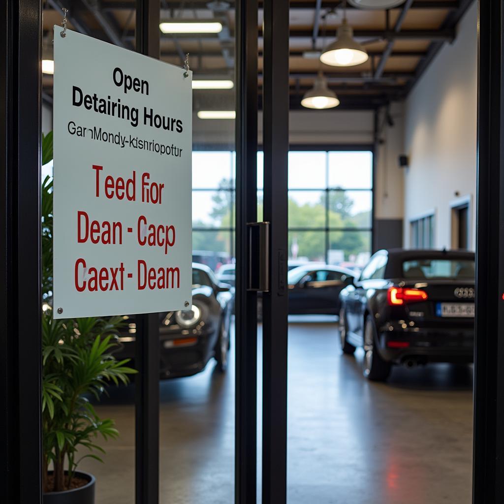 Car Detailer Open Sign with Business Hours