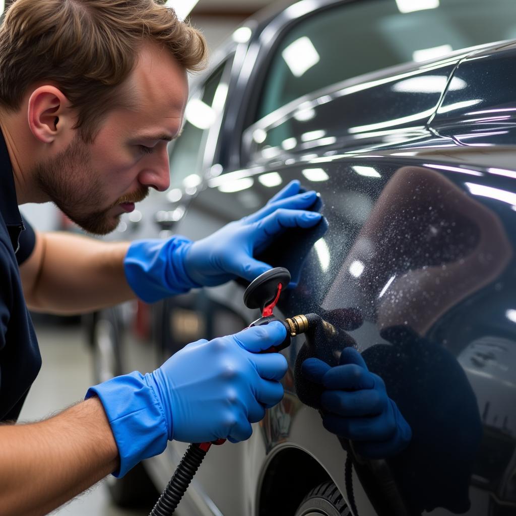 Car Detailer Performing Paint Correction