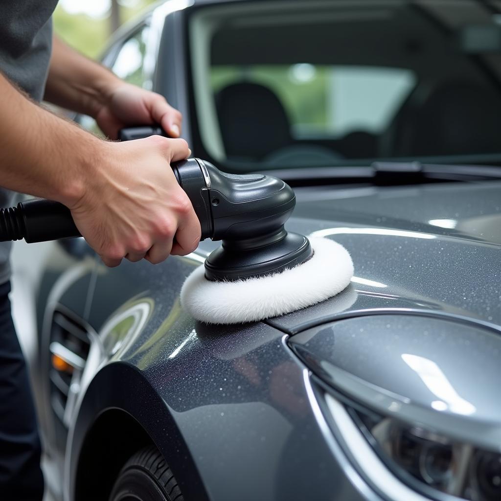 Car Detailer Performing Paint Correction on a Vehicle