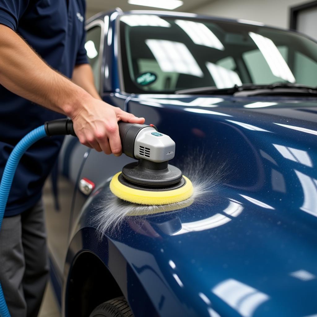 Car Detailer Polishing Car to Perfection