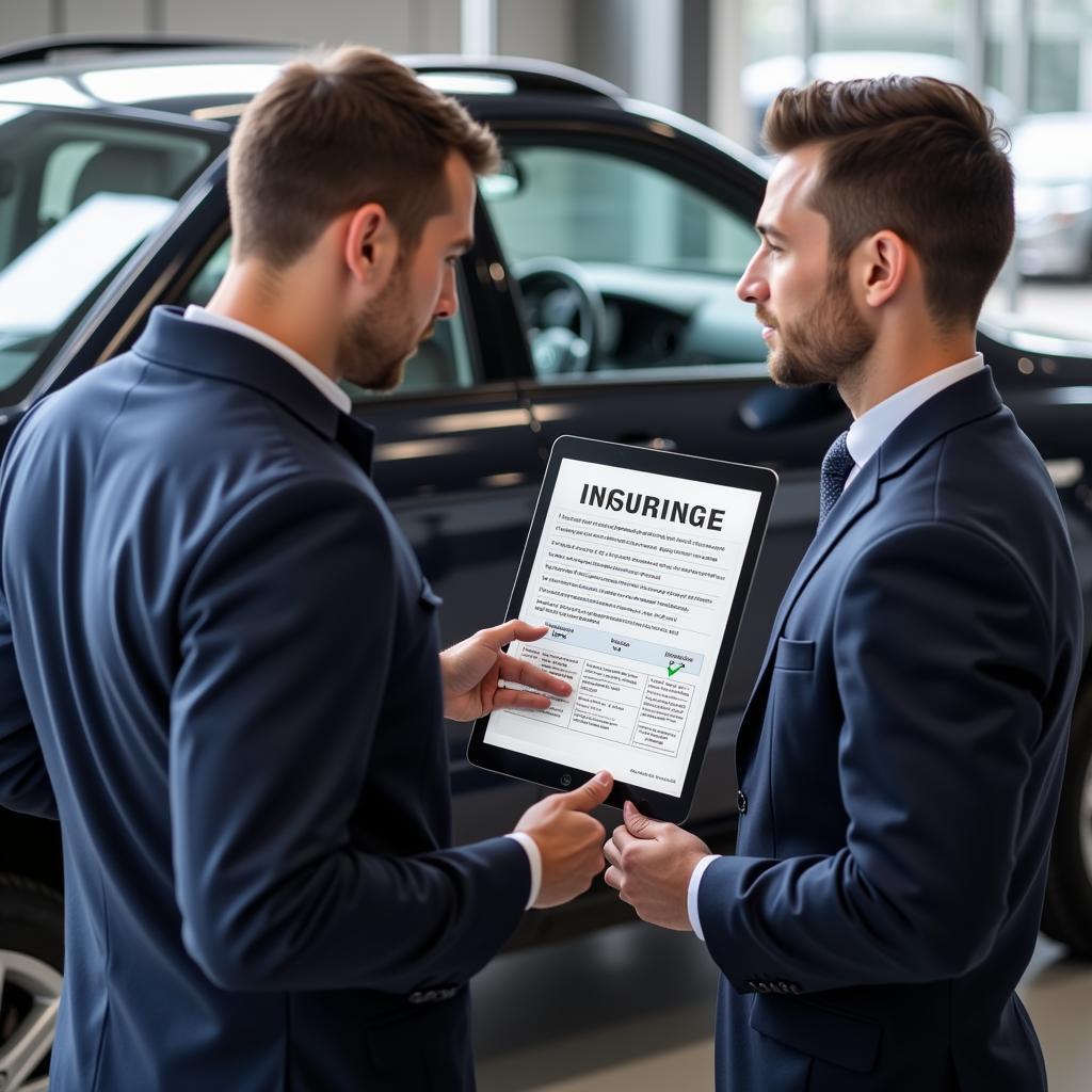 Car Detailer Reviewing Insurance with Client