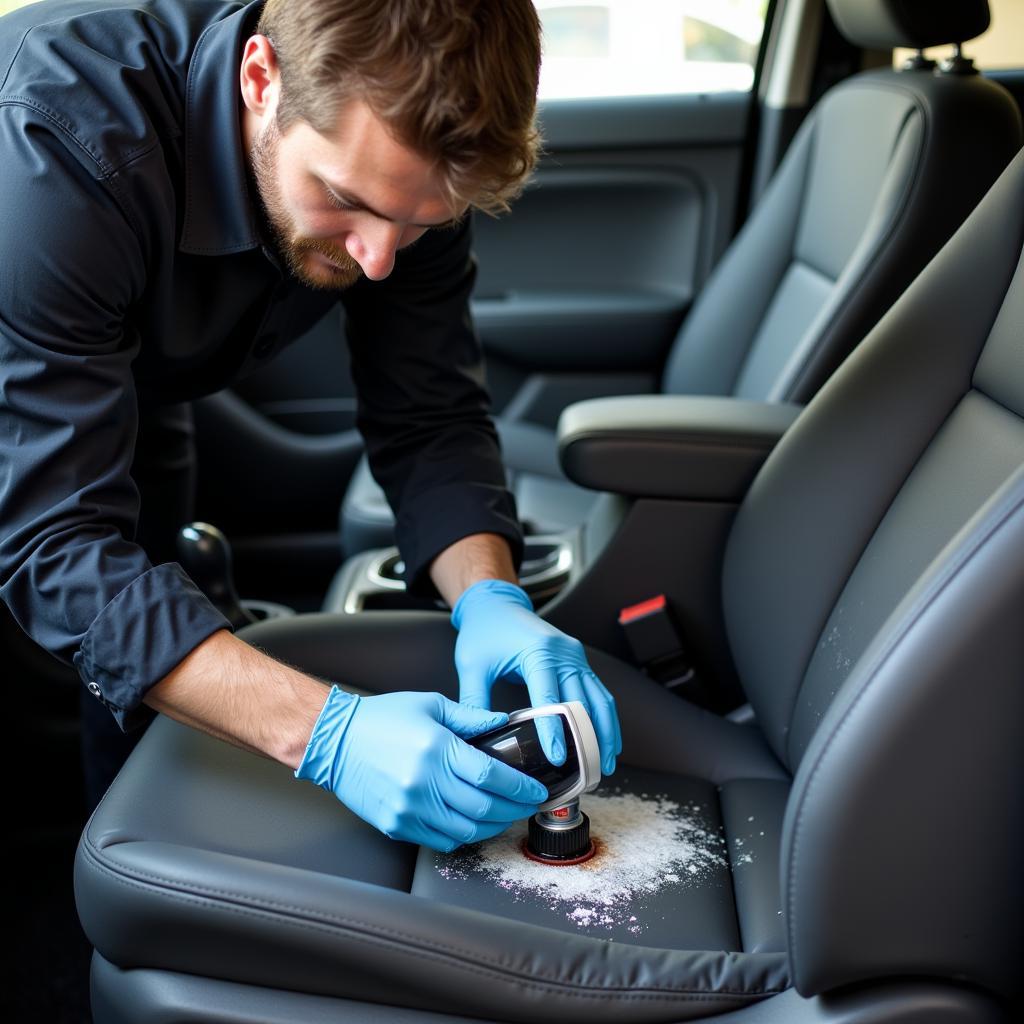 Car Detailer Using Stain Remover