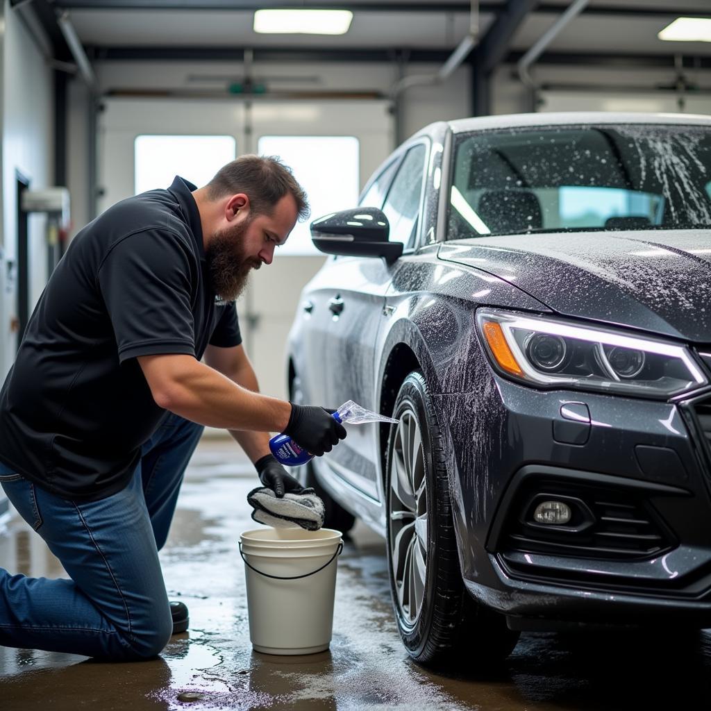 Car Detailer Washing Vehicle