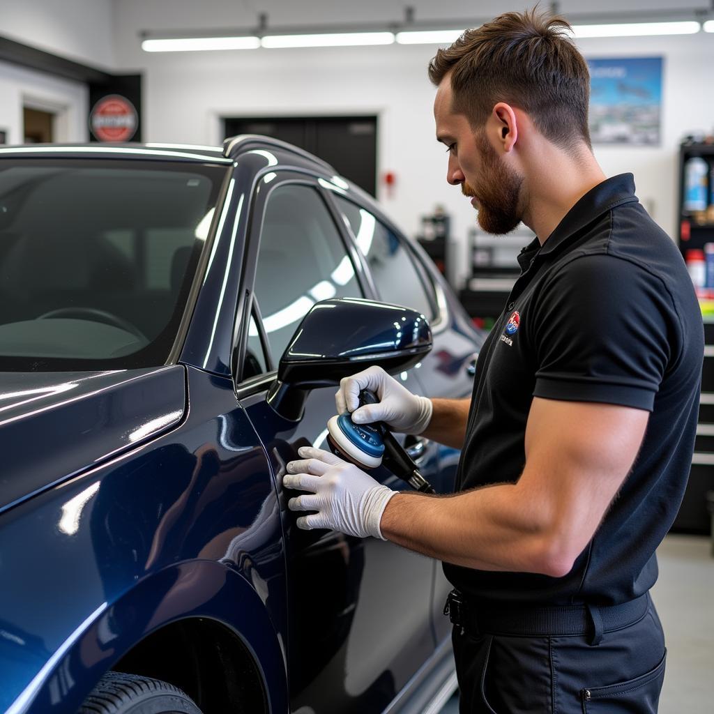 Car Detailer Working at a Dealership