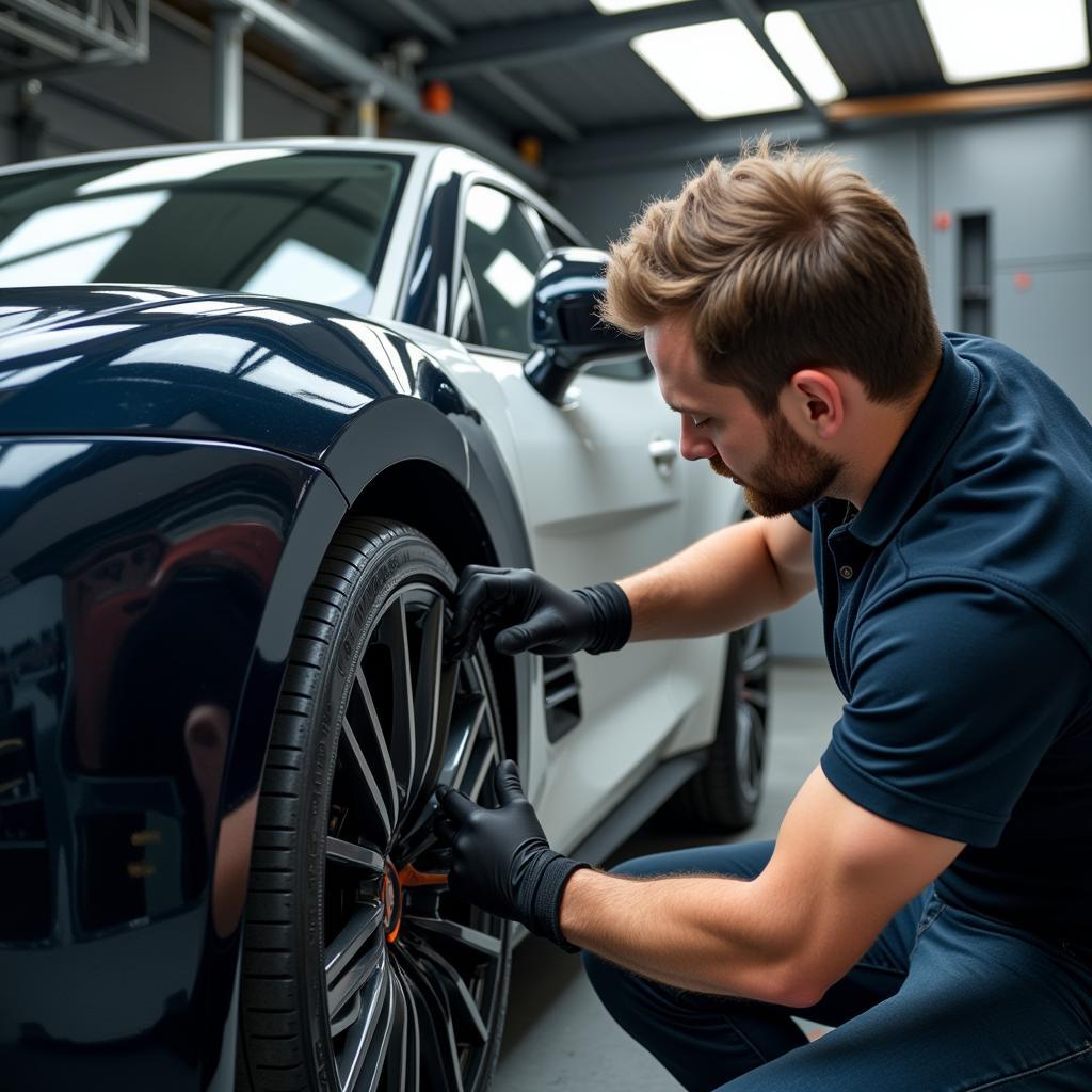 Car Detailer Working on a Vehicle in 2018