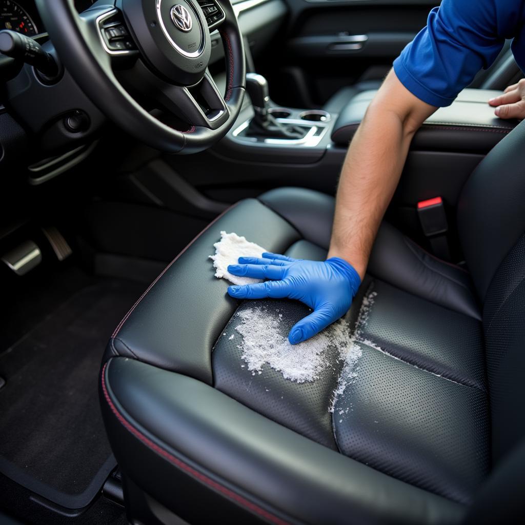 Car Detailer Working on Car Interior