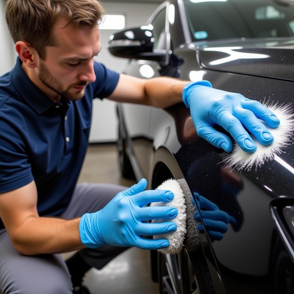 Car Detailer Applying Ceramic Coating