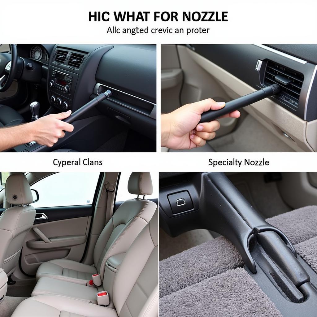 Using an air nozzle for interior car detailing