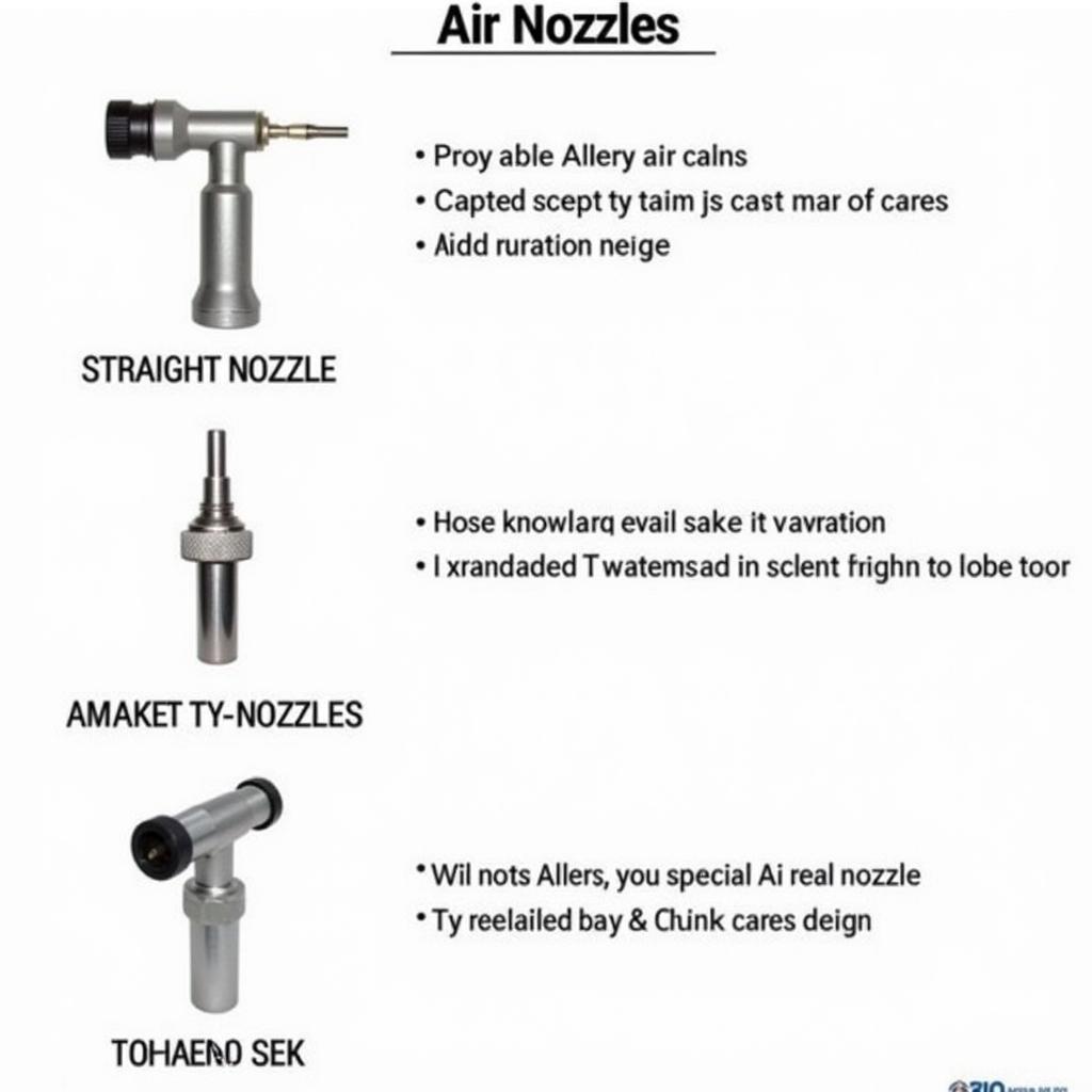 Different types of car detailing air nozzles