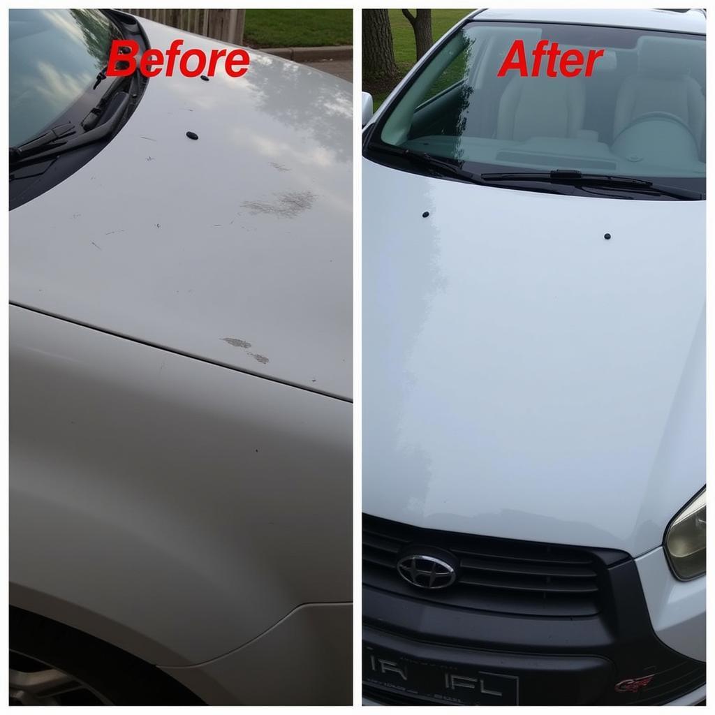 Before and after photos of a car detailing service