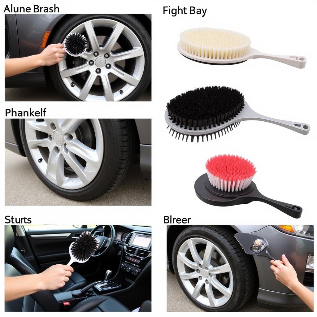 Using car detailing brushes on various car parts