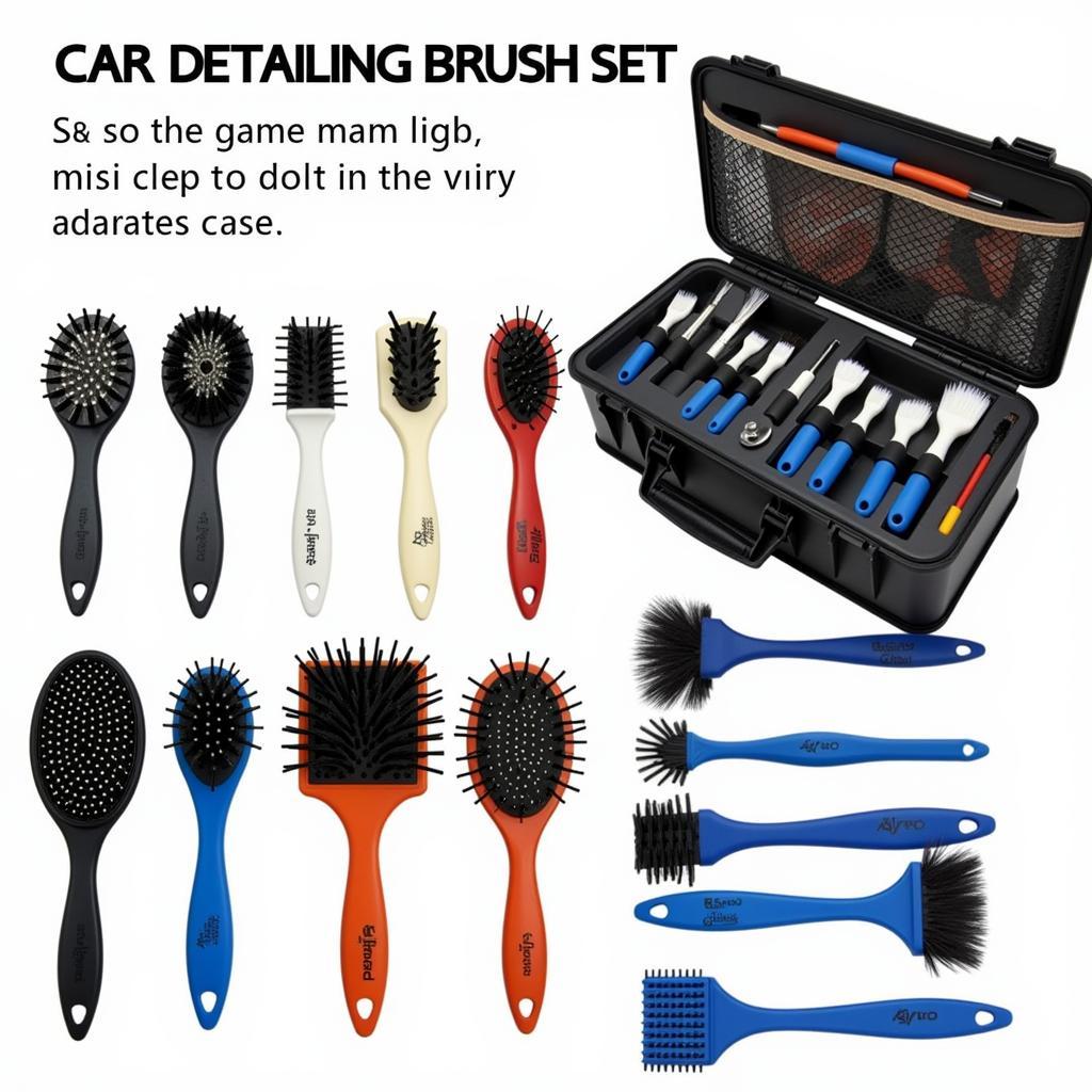 Car Detailing Brush Set in a Storage Case