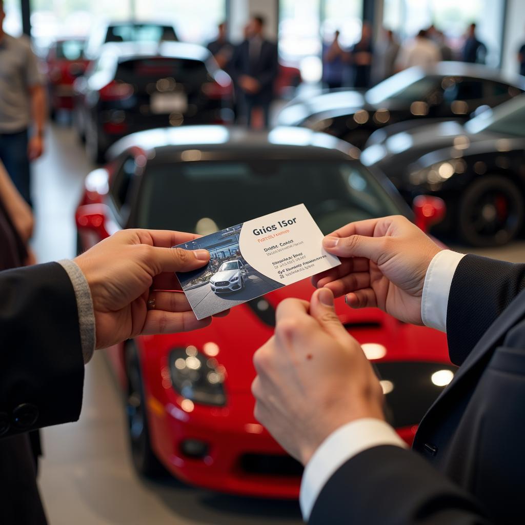 Car Detailing Business Card Exchange at a Networking Event