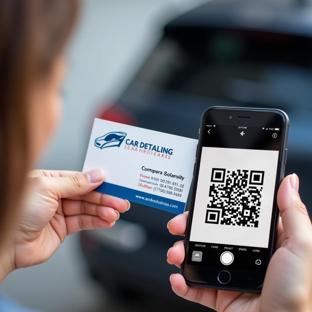 Car Detailing Business Card with QR Code Example